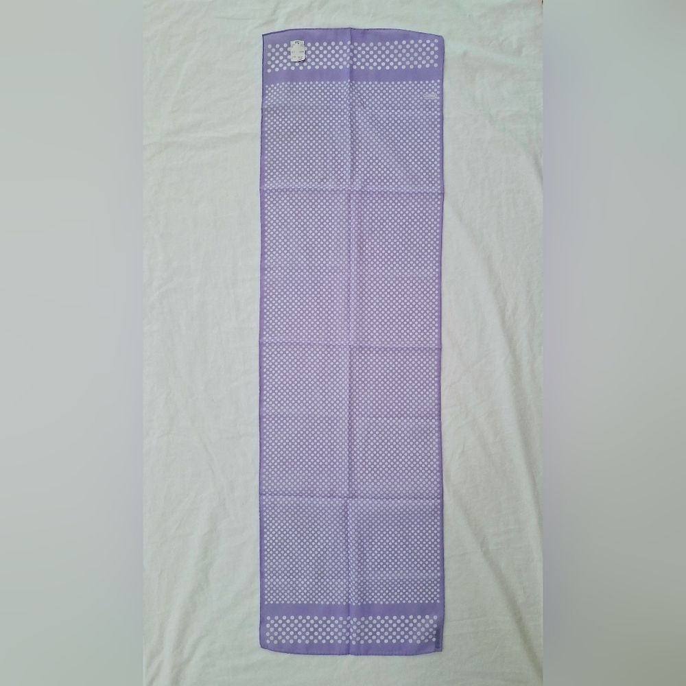 Brand New Vintage 1970's Robinson Golluber Purple White Dot Oblong Scarf - Picture 2 of 6